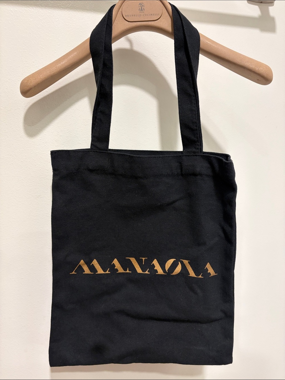 Manaola Black Tote with Gold Logo
